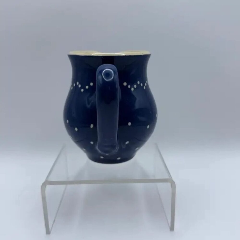 Vtg German Burgel Keramik Colbalt Blue White Polka Dot Creamer Pitcher - Picture 2 of 6